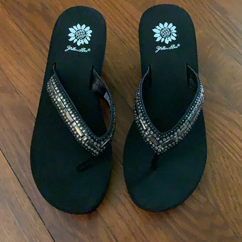 Yellow Box Wedge Sandals